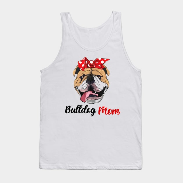 Bulldog Mom With Red Dot Turban Mother's Day Gift Tank Top by CesarHerrera